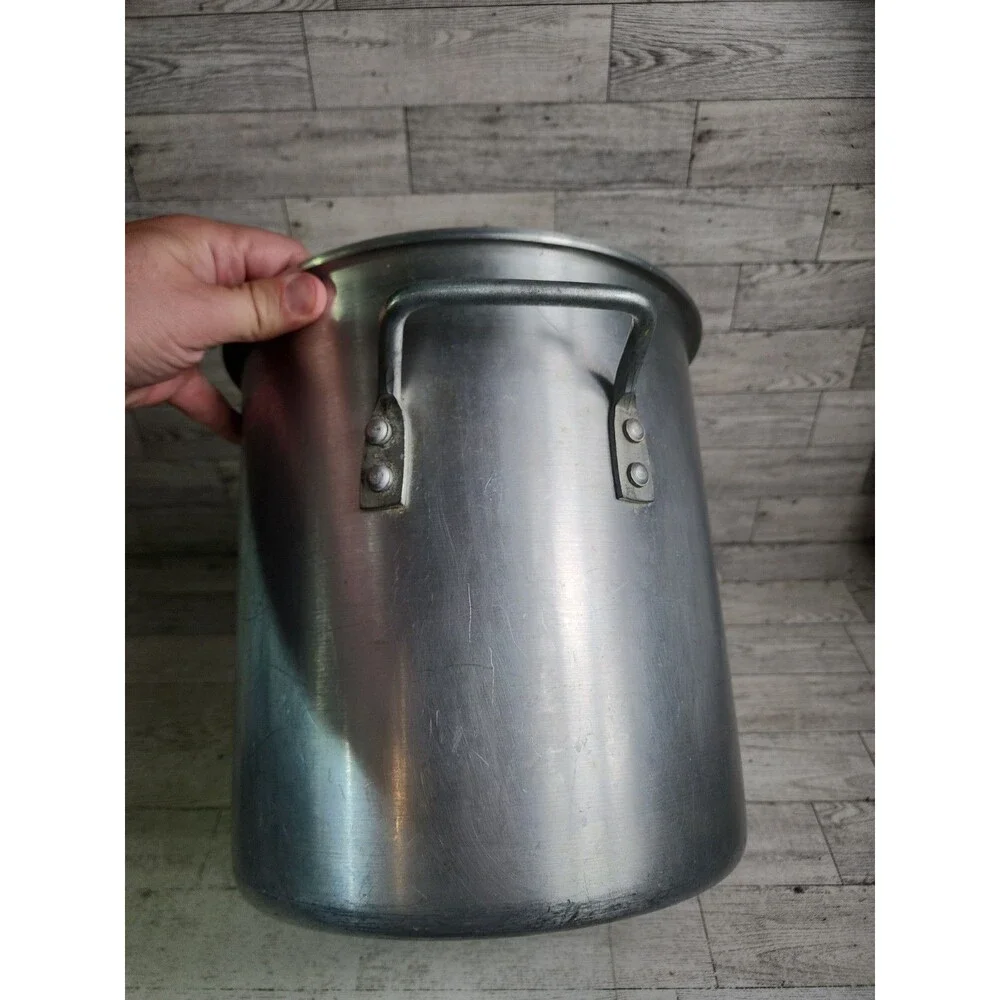 Vintage Dura-Ware 14 Quart Aluminum Stock Pot w/ Lid & Handles Commercial
